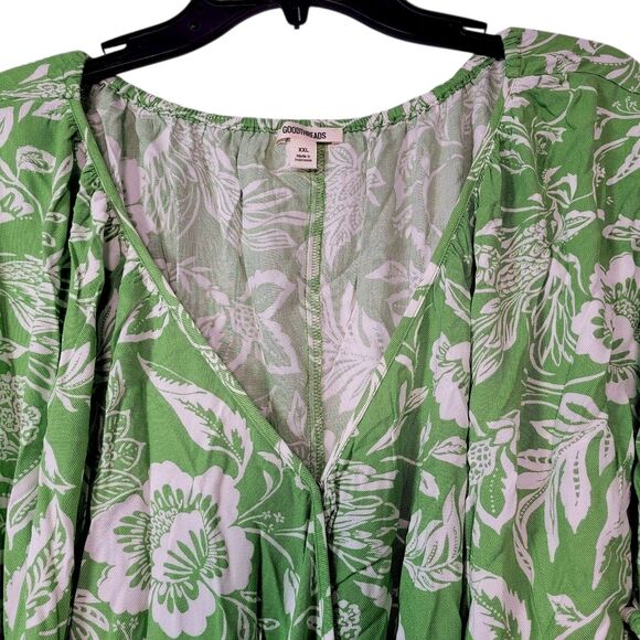 Goodthreads Women's Fluid Twill Wrap Midi Dress Green/White Floral Size XX-Large - Picture 4 of 14